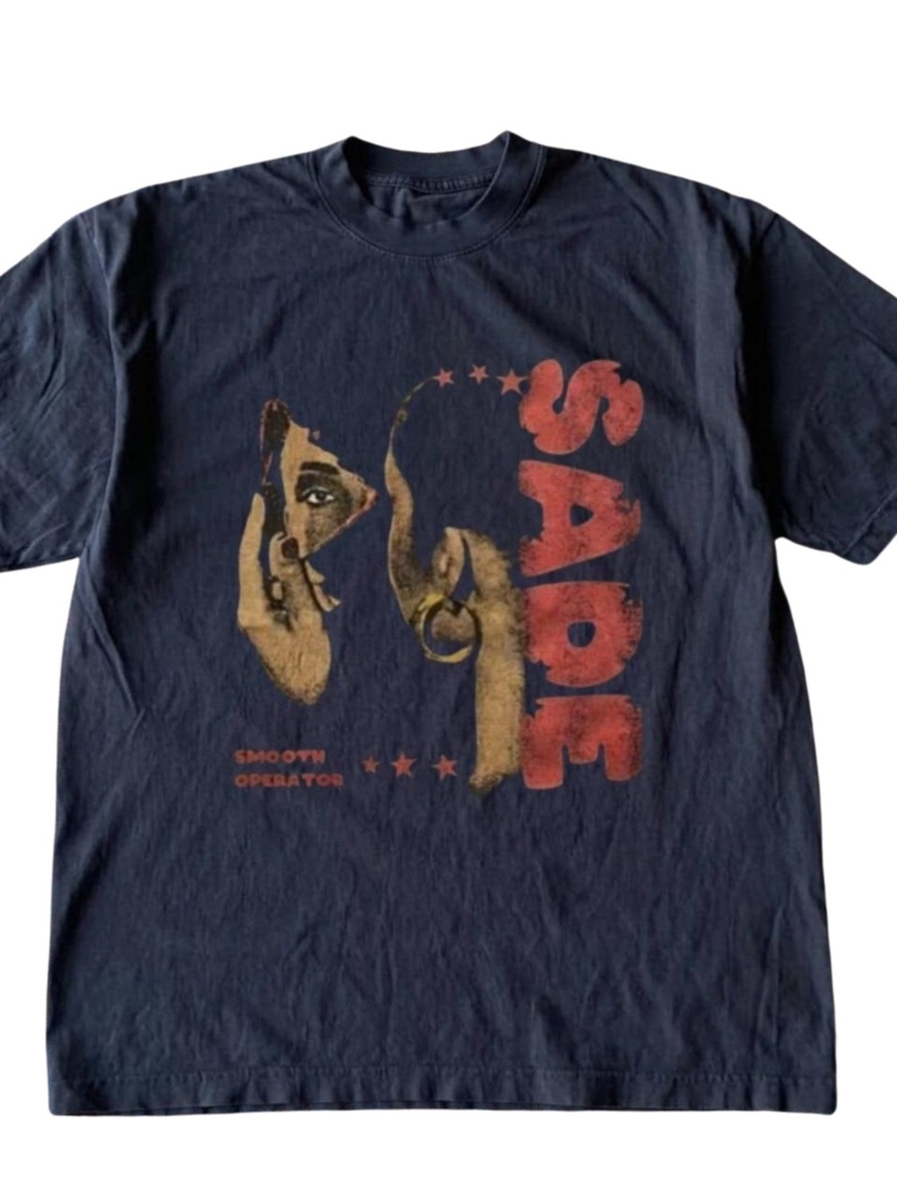 Gildan Black Sadé Graphic Tee with Red and Tan Print, Gift For Her, For Him